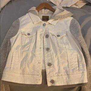 white and grey jean jacket